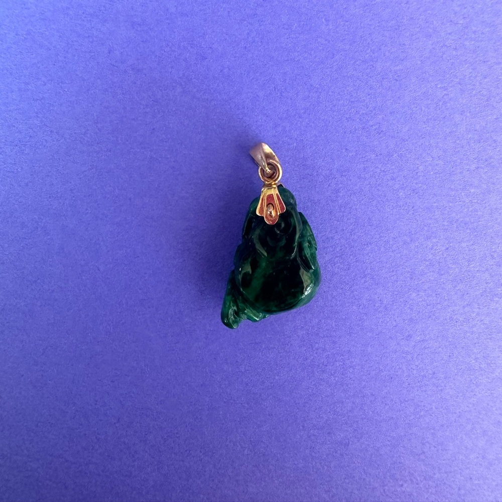 18k gold and jade charm